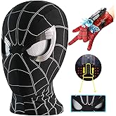Tarrshiney Spider Hero Black Mask with Movable Mechanical Eyes - Homecoming Super Hero Full Mask with Moving Lenses - Cosplay Wearable Prop for Gift