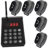 LOUKIENE Restaurant Pager System, Wireless Calling System, 5 Wrist Watch | Automatic Power On/Off, Vibrate and Display, Waterproof, for Waiter/Waitress for Hotel Kitchen Church Nursery Clinic Bar
