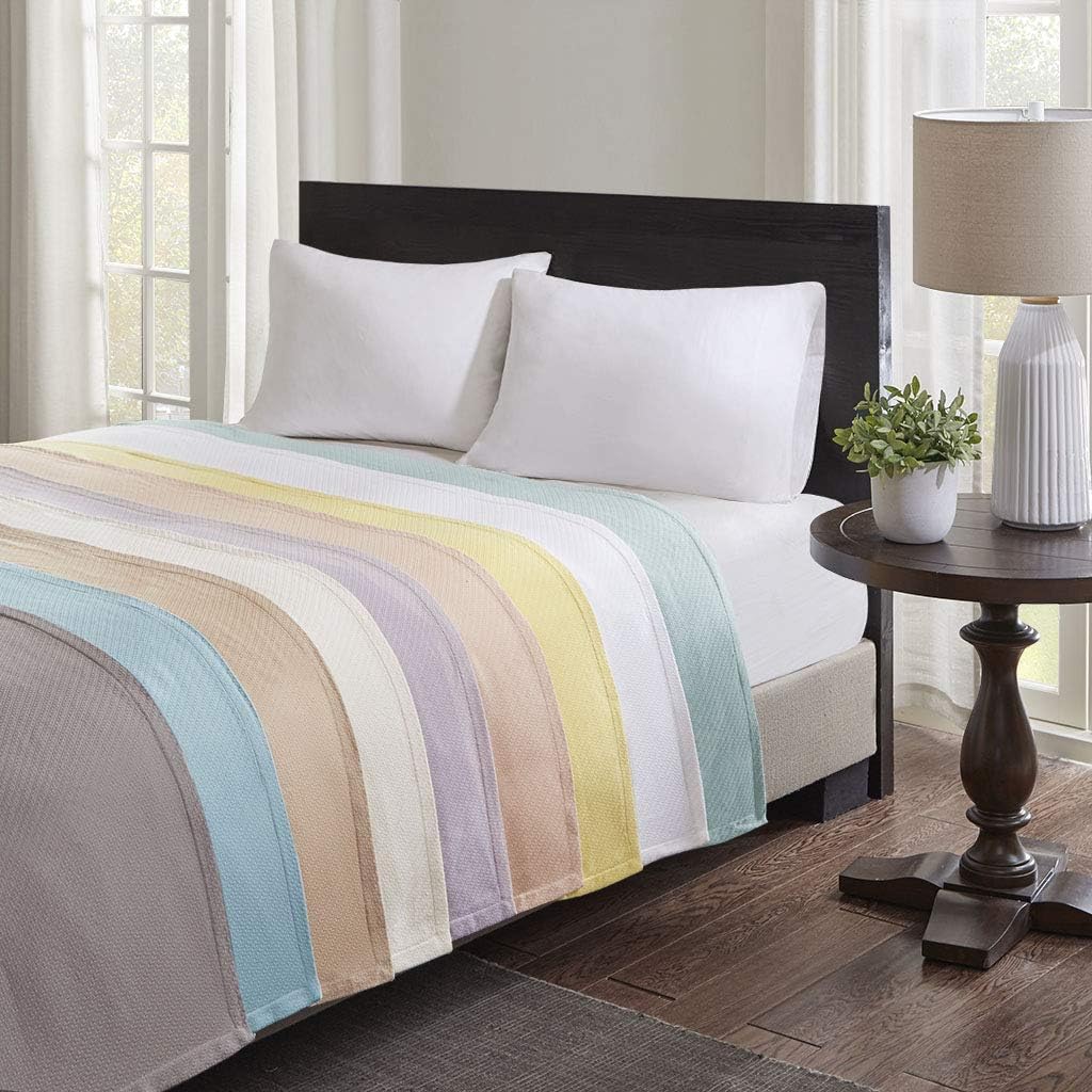 Madison ParkLiquid Cotton Luxury Blanket Premium Soft Cozy 100% Ring Spun Cotton For Bed , Couch or Sofa, Full/Queen, Linen