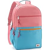 VASCHY School Backpack, Lightweight Classic Cute Aesthetic Bookbag Daypack for Teen Boys Girls Traveling/Gym/Middle School Pink Blue