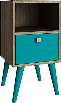 Fashion Furniture Carneal 1 Drawer Nightstand With Splayed Legs And Unique Square Knob Design Made W Manufactured Wood In Oak Aqua Finish 24 8 H X 12 99 W X 13 78 D In Amazon Ca Home