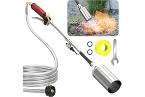 ACOVER Propane Torch Weed Burner Kit, High Output 1,200,000 BTU with 10FT Weave Hose,Heavy Duty Torch with Flame Control and Turbo Trigger Push Button Igniter For Ice Snow Road,Weeding,Asphalt,Road Marking