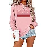 Valentines Sweatshirt for Women Love Letter Sweater Love Heart Graphic Pullover Tops
