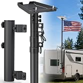 SCWN 10 FT RV Flag Pole Kit with Starlink Standard 4/4X/Gen 3 Mount | Heavy Duty Telescoping Aluminum Flagpole and Ladder Holder for Motorhomes, Campers and Travel Trailers, Dish Not Included