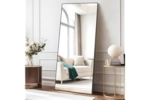 COFENY Full Length Mirror, Rectangle Mirror Full Length Black Floor Wall Mirror Standing, Leaning or Hanging, Rectangular Ful