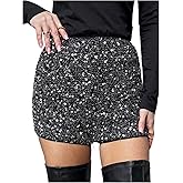 MakeMeChic Women's Summer Party Y2K Sequin Mini Shorts Glitter Straight Leg Micro Shorts