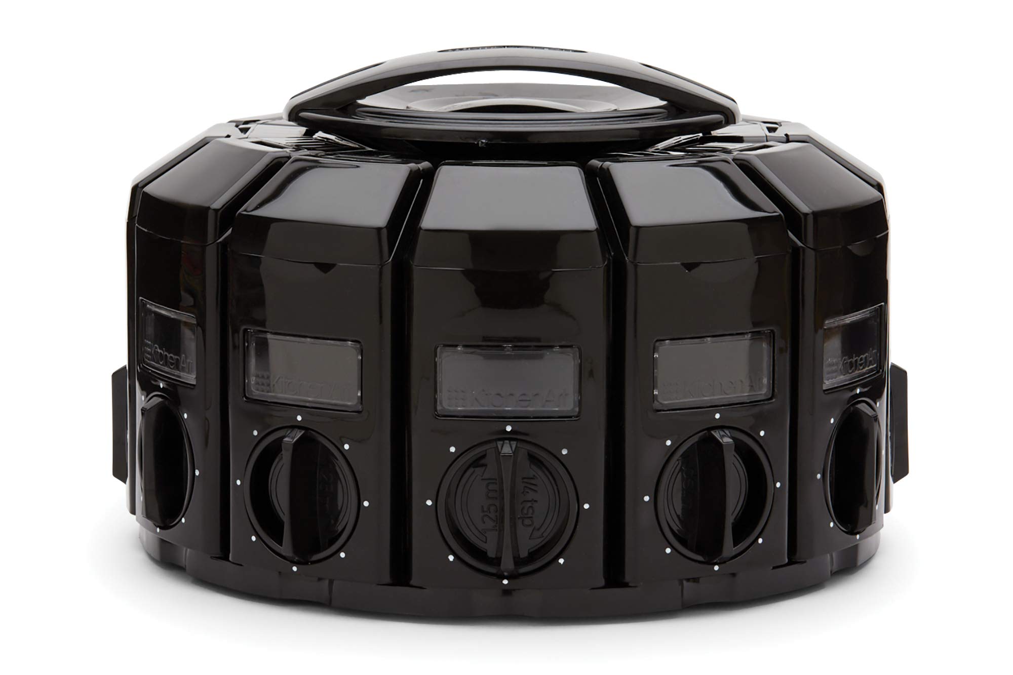Kitchen Art Spice Rack Select-A-Spice Auto-Measure Carousel 12 Compartments Black 8.75 x 8.75 x 6 inches