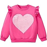 MINDSHELF Girls Valentines Sweatshirt Toddler Kids Sequin Heart Long Sleeve T Shirt Ruffle Pullover Cotton Sweater Tops