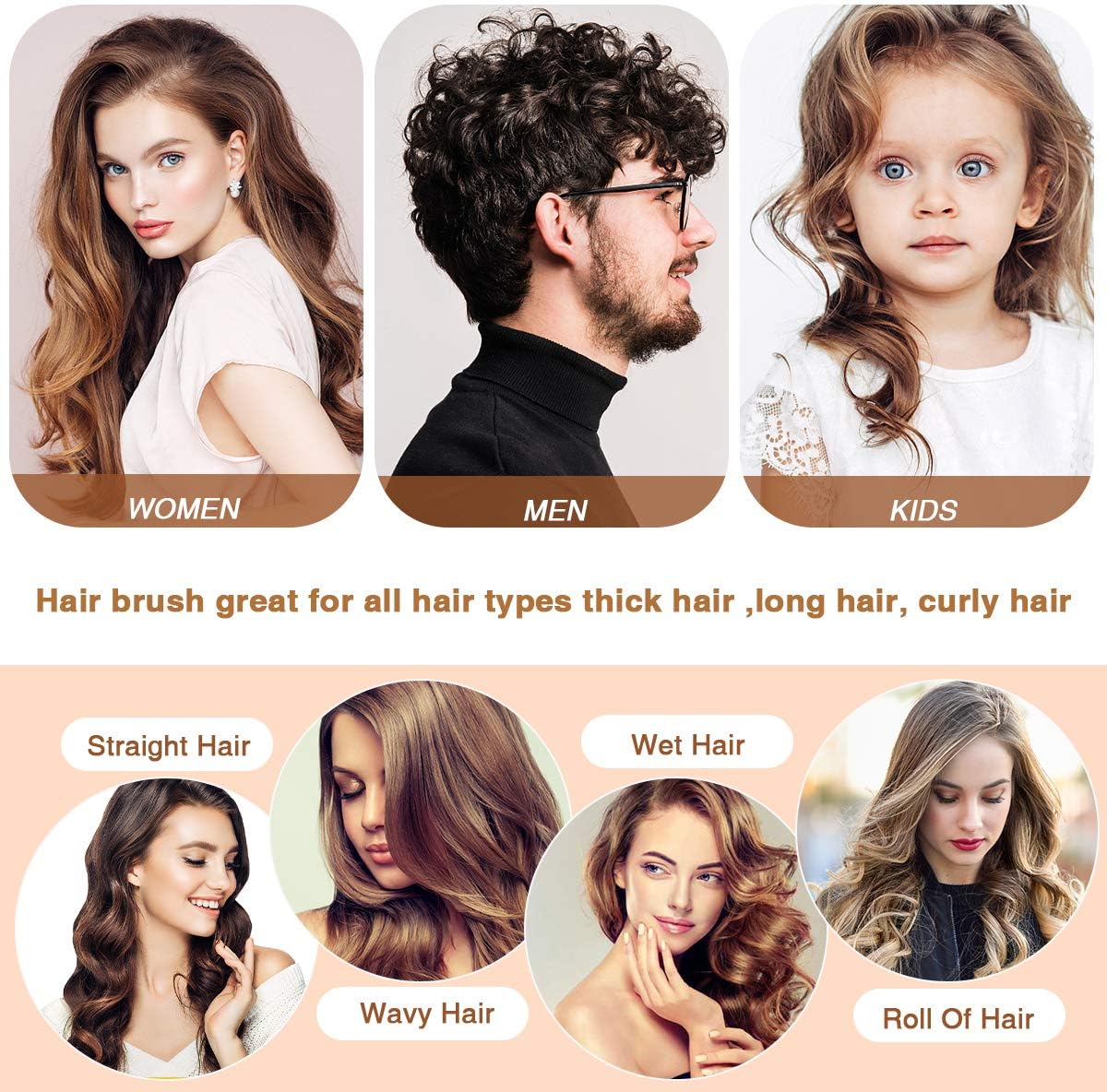 Boar Bristle Hair Brush for Women Kids 4PCs Gift set - Image 5
