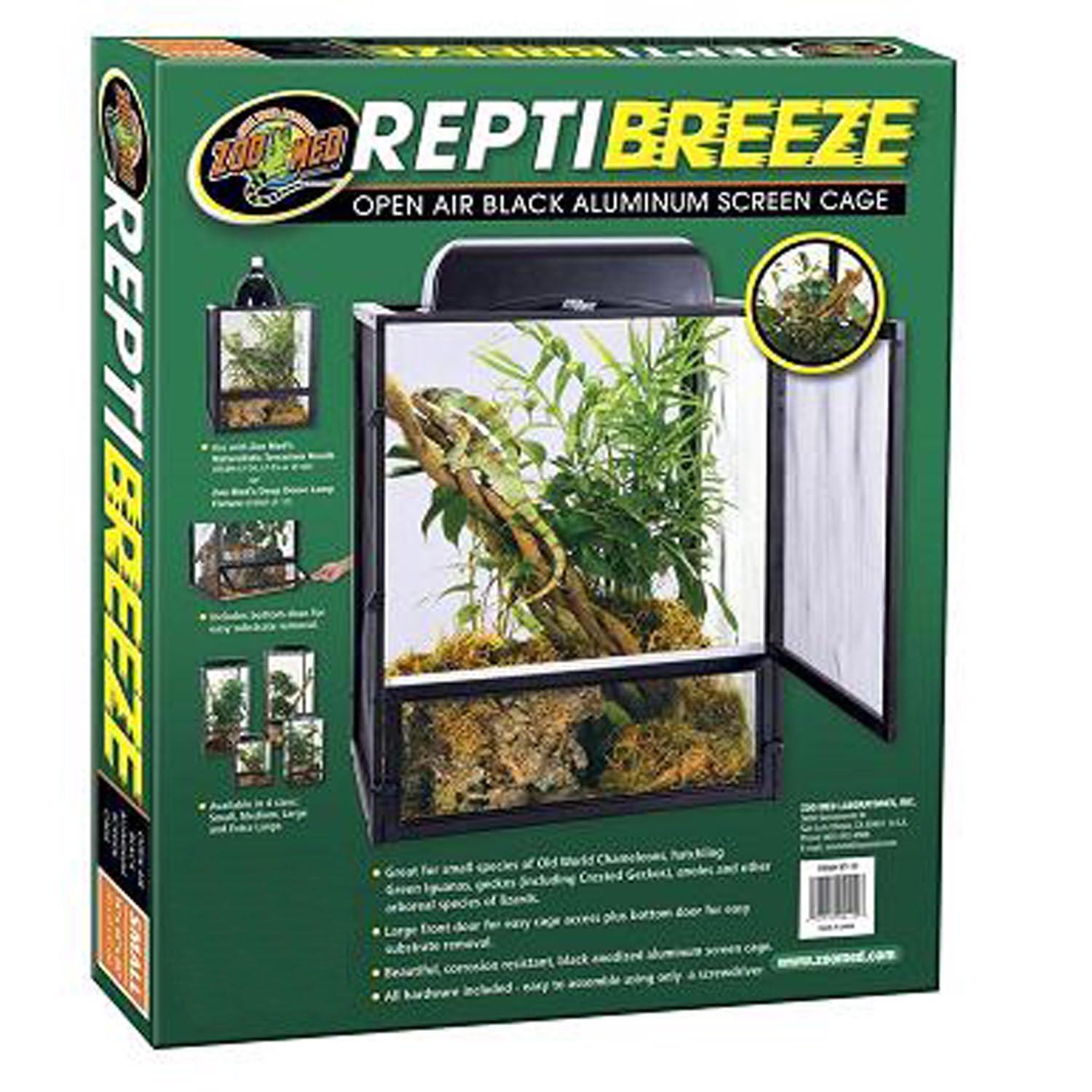 Croci zoomed Zoo Med Repti Breeze Screen Cage, 61 x 61 x 122 cm,Black,XL