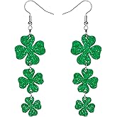 St Patricks Day Accessories Earrings for Women: Green Shamrock Dangle Earrings, Good Luck Shirt, Irish Party Favor Gift