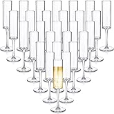 Bokon 30 Pcs 6oz Acrylic Stemmed Champagne Flutes, Unbreakable Clear Plastic Glass Set for Sparkling Wine, Reusable Crystal Tall Champagne Glasses Bulk for Wedding Anniversary Birthday