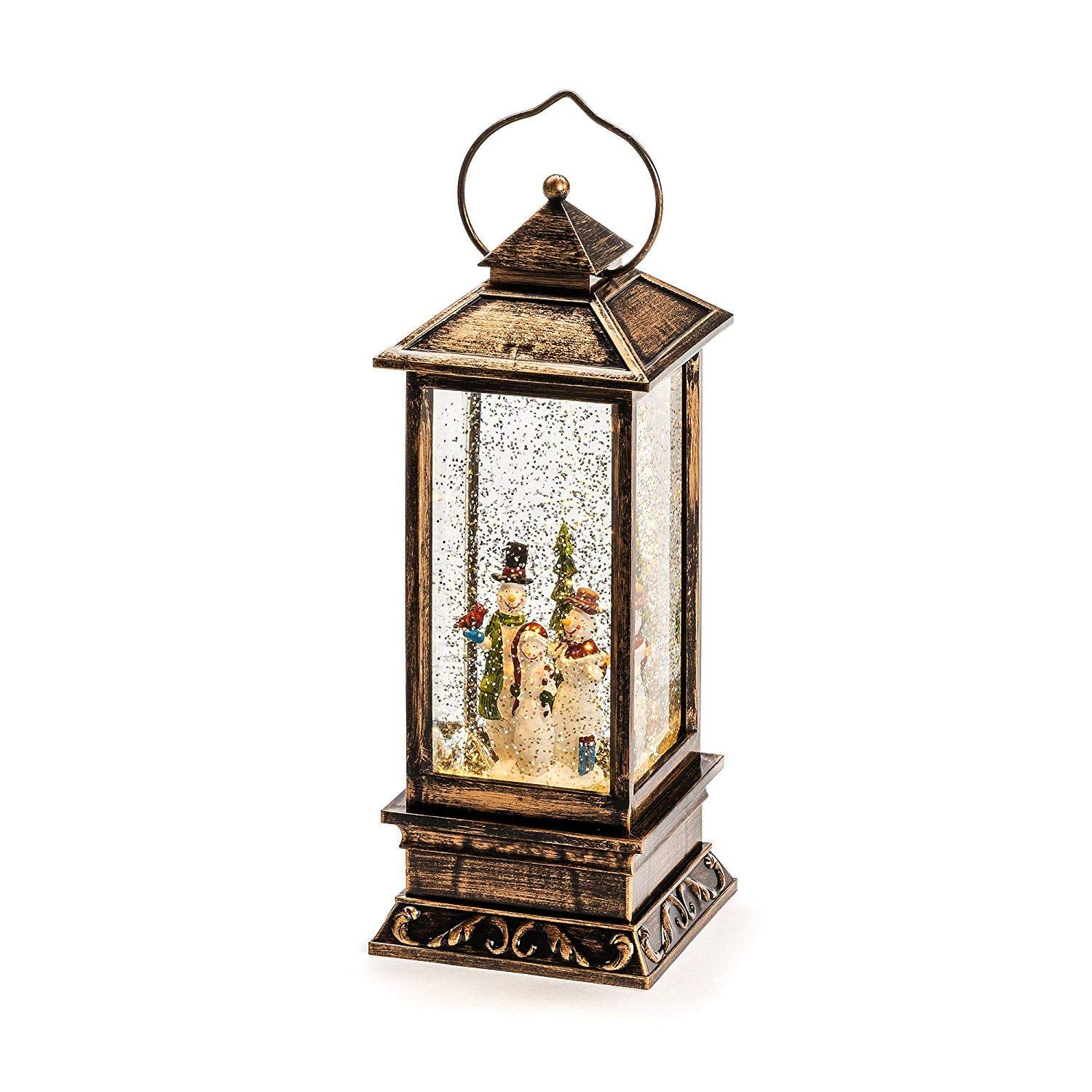 Konstsmide Christmas Decorations LED Snow Globe Lantern Snowman Scene, Water Filled/Water Spinner/Indoor Use (IP20)/Battery Operated 3xC 1.5V (excl.) / Lantern 1 Warm White Diode