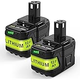 ARyee 2Pack 12.0Ah 18V P108 P109 Replacement for Ryobi 18V Battery P102 P103 P104 P105 P107 P106 Compatible with Ryobi ONE+18Volt Cordless Power Tool Battery