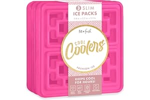 Cool Coolers Large Fashion Ice by Fit & Fresh, 3pk Ice Blocks for Lunchboxes, Quick Freeze, Space Saving, Stylish Reusable Freezer Packs for Coolers, Hot Pink