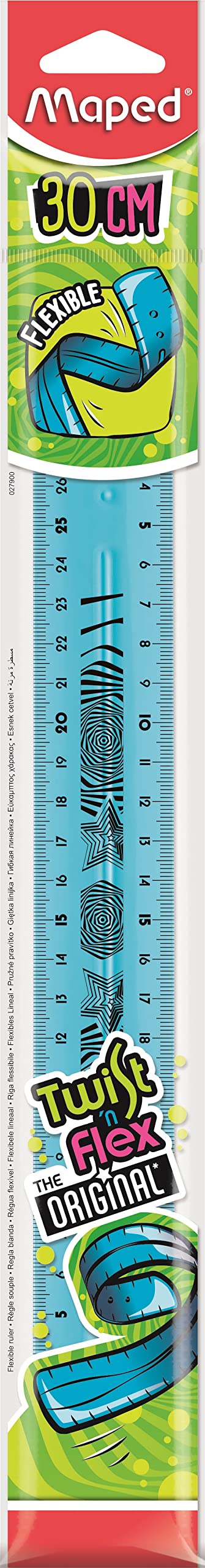 Maped Twist'n Flex Flexible Ruler, Fun and Unbreakable – Ruler 30 cm Double Graduation, Blue