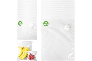 Sandure 50 Pack Reusable Vacuum Sealer Bags for Food, Air Valve Sous Vide Bags, Leak-Proof Freezer Food Storage Bags for Meal