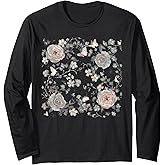 Floral Women TShirt Vintage Boho Wildflower Botanical Flower Long Sleeve T-Shirt