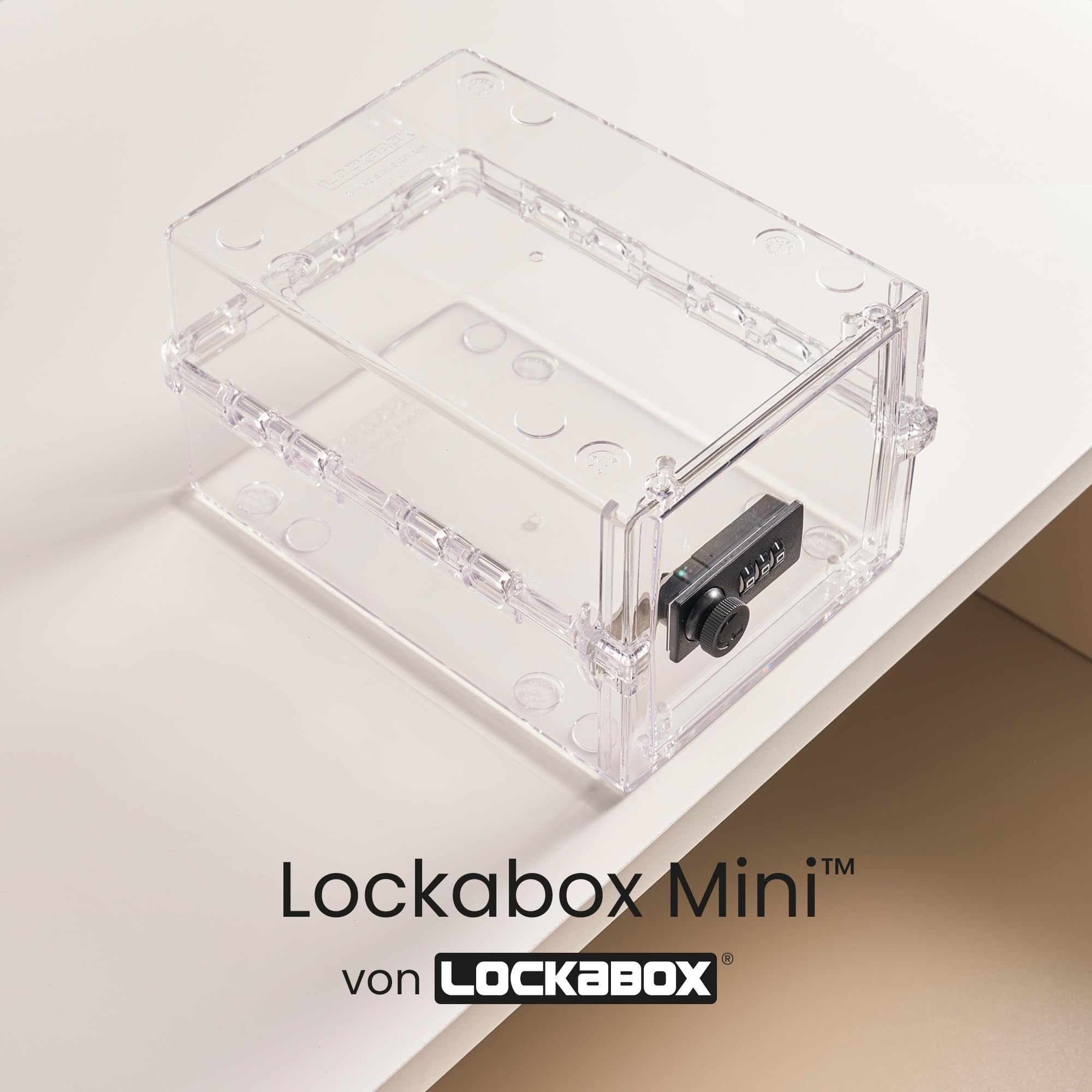 Lockabox Mini™ | Kleine abschließbare Box mit Zahlenschloss (A5-Größe) | Mini-Aufbewahrungsbox für kleine Medikamente, Snacks & Mobiltelefone | Außenmaße 22,3 x 15,4 x 12 cm (Kristall) 2