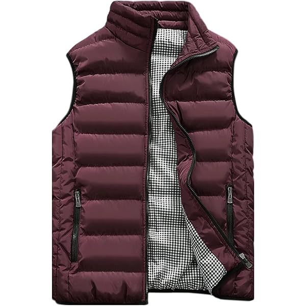 DGKaxiyaHM Men's Stand Collar Slim Puffer Vest Padded Warm Quilted