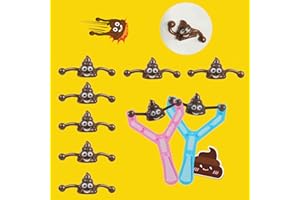 VIDONIO 2Pcs Popular Catapult Poo Slingshot with 12pcs Poop Bullets, Venting Tricky Poop Slingshot Stress Relief Toy, Novetly Smiling Poop Face Emoticon Outdoor Toy for Kids and Adults