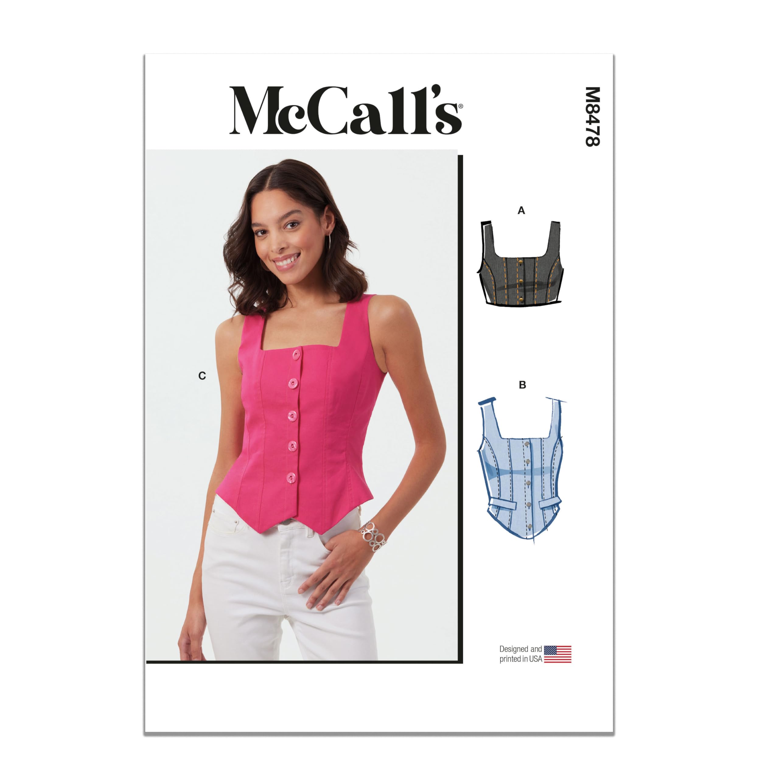 MCCALLS Sewing Pattern M8478U5 Misses' Corset Tops U5 (16-18-20-22-24)
