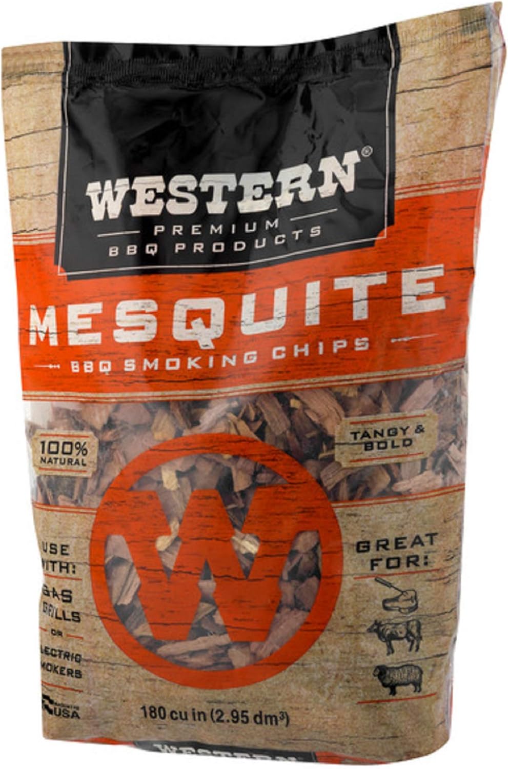 WESTERN 78074 Premium Products Mesquite BBQ Smoking Chips, 188 cu : Wood Chips For Smokers : Garden & Outdoor