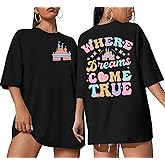 Magic Kingdom Shirt for Women: Funny Castle Graphic Tees for Women Magical Fairy Tale Gift Short Sleeve Tops Light Purple