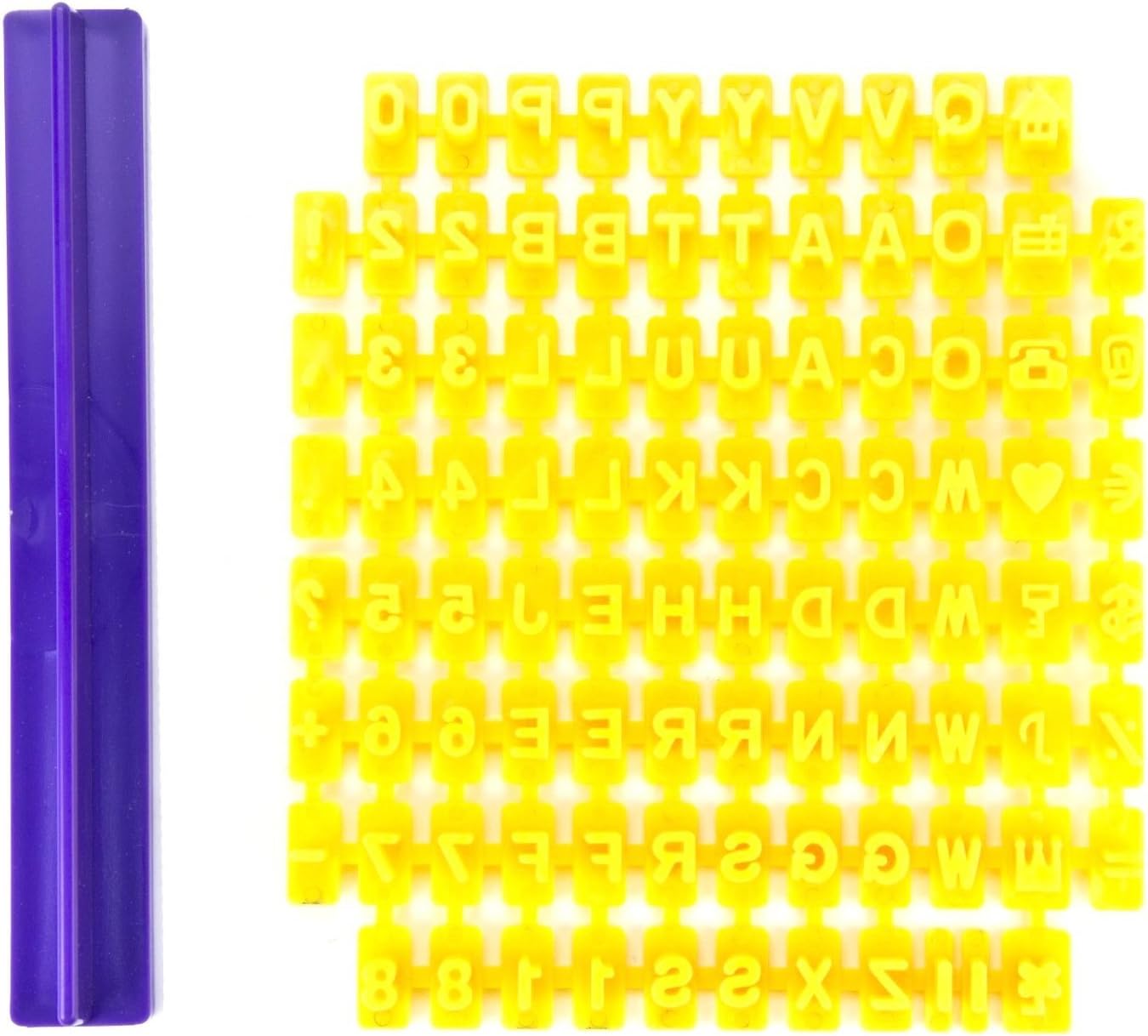 Elifestore Alphabet Number Letter Cake Mold - DIY (68 pcs in 1 + 1 groove) Alphabet Number Letter Biscuit Fondant Cookie Stamp Impress Embosser Cutter Cake Mould Mold Decorating Tool Set Baking Mold