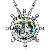 Silikepa Nautical Necklace for Women 925 Sterling Silver Rudder Lighthouse Pendant Necklace Nautical Pendant Jewelry Gift for Women