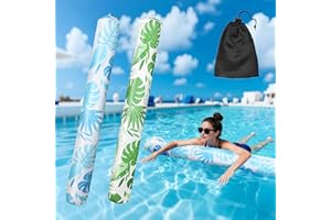 BTIZTLLA 2 Pack Inflatable Swim Pool Noodles, Soft Fabric Covered Large Swim Noodles, Premium Buoyancy for Swimming Floating