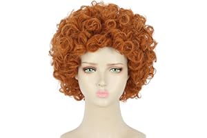 yuehong Adult Short Orange Red Curly Wig Anime Cosplay Costume Hair Soft Breathable Heat Resistant Synthetic Fibers Daily Fashion Party Wig