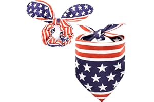 LANLW 4th of July Dog Bandana & Matching Scrunchie Set, American Flag Dog Bandanas, Dog and Owner Matching Outfit