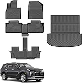 Mixsuper Floor Mats Cargo Liner for Hyundai Palisade 2020-2025 (7 Seater), All Weather 2 Row Floor Liners and Trunk Mat Set Black