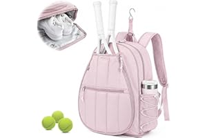 MOVKER Quilted Tennis Gym Backpack for Women Tennis Bag Holds 2 Rackets with Top Panel & Ventilated Shoe Compartment Sports D