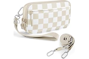 NEWROGENG Checkered WristleWallets for Women, RFID Wallet Crossbody with 4 Zippers, Credit Card Holder Cell Phone Organizer