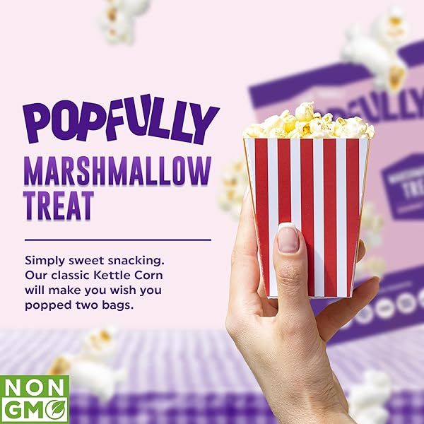 POPFULLY MARSHMALLOW TREAT POPCORN, SHARING BAGS, SWEET FLAVOR, BIG POP, MICRO POPCORN BAGS – 3-PACK