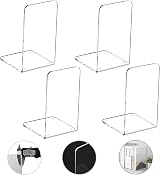 MerryNine Plastic Acrylic Bookends Pair Clear Desk Organizer Shelf Decor