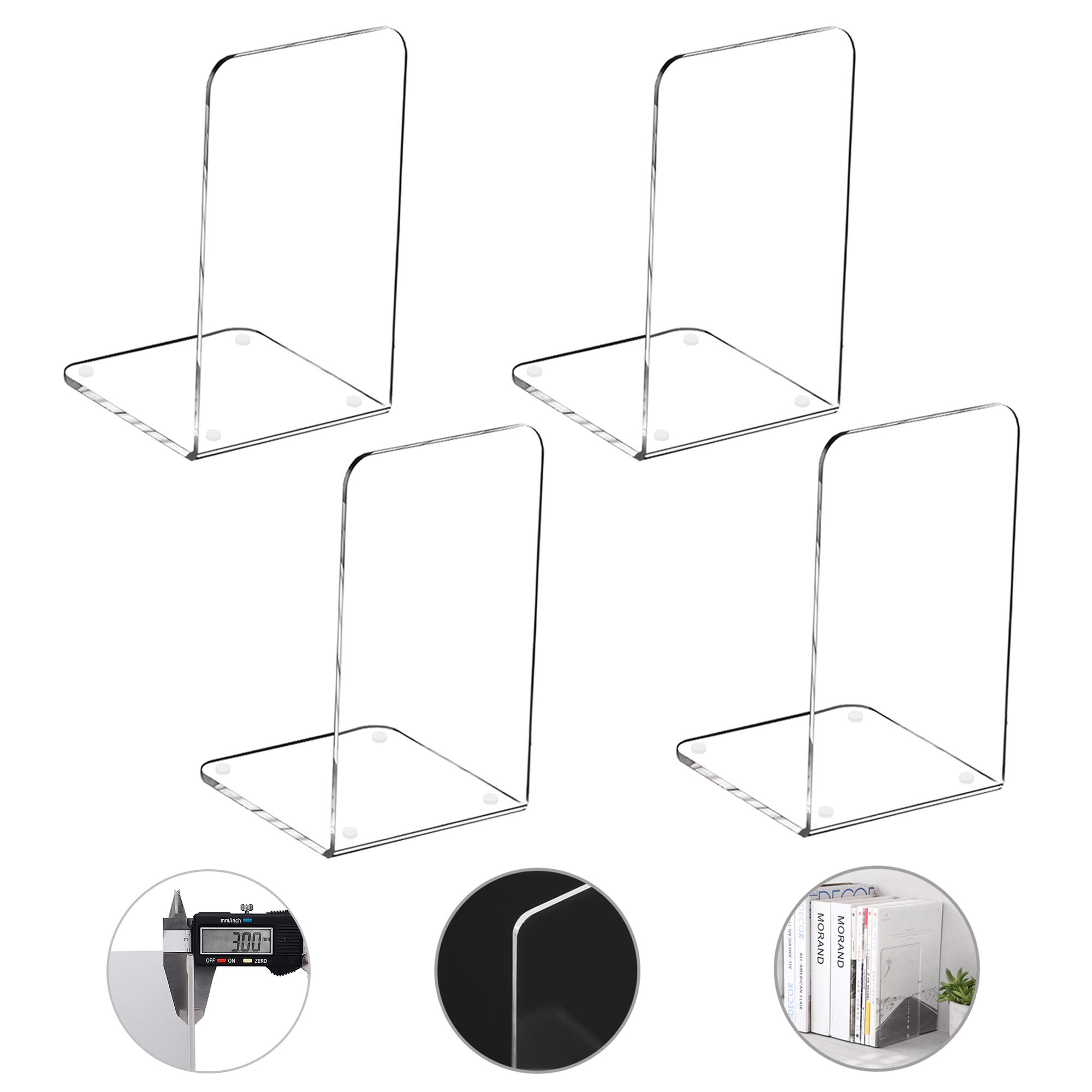 MerryNine Plastic Acrylic Bookends Pair Organizer Bookshelf Decor Decorative Bedroom Library Office School Supplies Stationery Gift (Plastic Acrylic_2 Pairs)