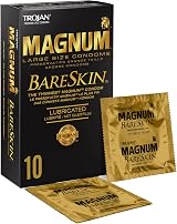 Trojan Magnum BareSkin Large Size Condoms, Thin & Lubricated, 10 Pack view 1