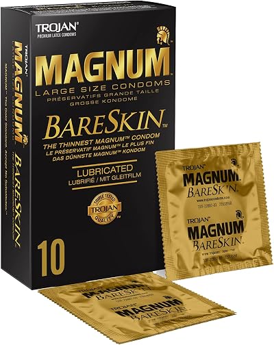 Trojan Magnum BareSkin Large Size Condoms, Thin & Lubricated, 10 Pack