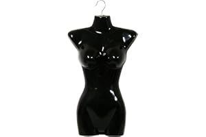 DISPLAYIMPORTER Black Female Plastic Mannequin Torso Form with Metal Hanging Hook