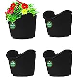 TrustBasket Vertical Gardening Hanging Pots/Planters(Extra Large) - Set of 4 | Plastic Vertical Wall Garden Panel with Hanging Pouches for Home & Outdoor Balcony Garden Decor