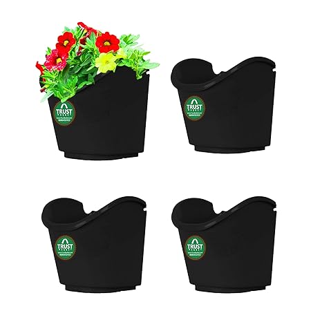 Trust basket Plastic Vertical Gardening Hanging Pots/Planters - Set of 4