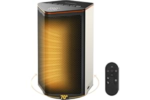 ComDomus Small Space Heaters for Indoor Use, Portable Electric Heater with Thermostat, 70° Oscillation, 5 Modes, 12H Timer, W