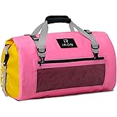 IRON JIA'S Motorcycle Dry Bag - Waterproof Duffle & Luggage Tail Bag Saddle Bags with Roll Top Closure, Shoulder Straps, Inner Pocket and Mesh Pocket (Pink, 30L)