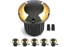 Gardenreet Brass Well Lights Landscape, LED In Ground Lights Low Voltage, IP65 Waterproof 12V Outdoor Walkway Lights, Wired 2 Way Turret Bronze for Pathway Lawn Without MR16 Bulb 6 Pack