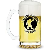 Onebttl Bigfoot Gifts for Men, Sasquatch Gifts, 17 oz Funny Beer Mug, Funny Idea for Big foot Sasquatch Lover, Great for Bigfoot Party - I Believe in Bigfoot