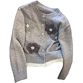 SOLY HUX Women's Plus Size Floral Cardigan Sweater Button Down Long Sleeve Crew Neck Knit Sweater Fall Clothes