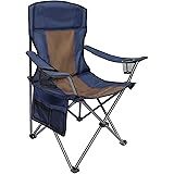 AsterOutdoor Camping Folding Chair Padded Quad Arm Chair with Large Cup Holders, Side Organizer & Back Pocket for Outdoor, Ca